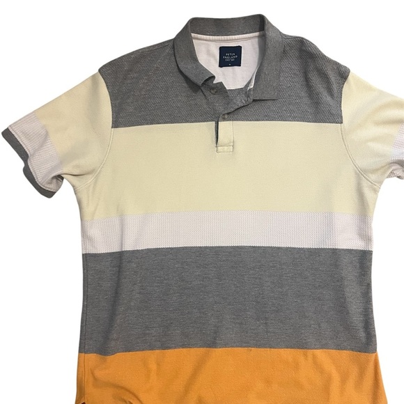 Men’s Collared Slim Fit Polo, stretchy material, yellow stripe, Men’s XL - Picture 1 of 3
